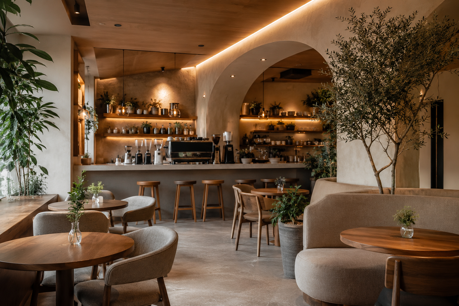 Interior de cafetería elegante